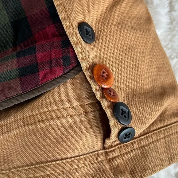 LL Bean Vintage Chore Coat Barn Jacket Tan Womens S - Picture 10 of 16